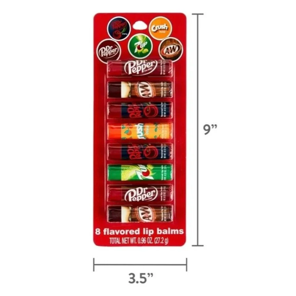 2x Taste Beauty Flavored Lip Balms 8 Lip Balms Sealed Dr Pepper 7 Up Crush A&W